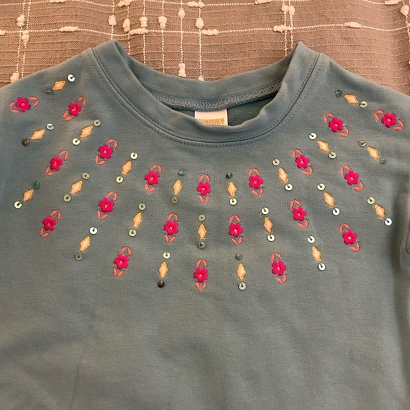 Gymboree Blue tunic sweatshirt with Pink Embroidery size 4 - Picture 3 of 5